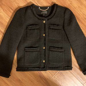 J.CREW Lady Jacket Black Tweed with Gold Buttons Women's Size 0 NWT